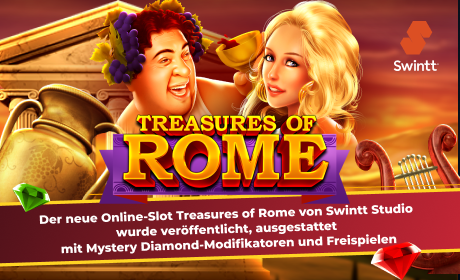 Der neue Online-Slot Treasures of Rome von Swintt Studio wurde veröffentlicht, ausgestattet mit Mystery Diamond-Modifikatoren und Freispielen