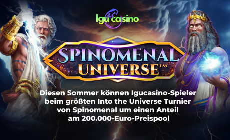 Diesen Sommer können Igucasino-Spieler beim größten Into the Universe Turnier von Spinomenal um einen Anteil am 200.000-Euro-Preispool