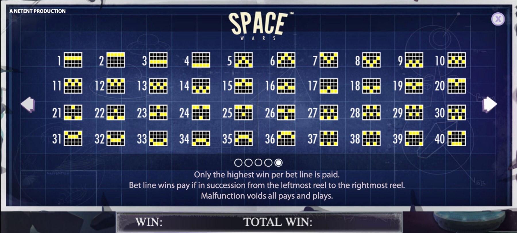 Space Wars slot Space Wars Paylines