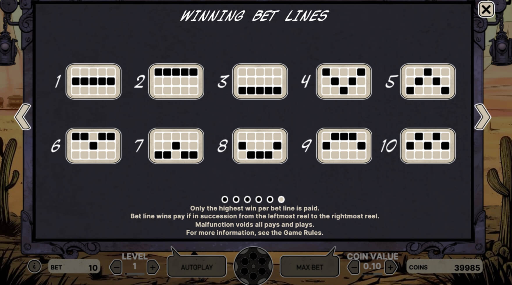 Wild Wild West slot Wild Wild West Paylines