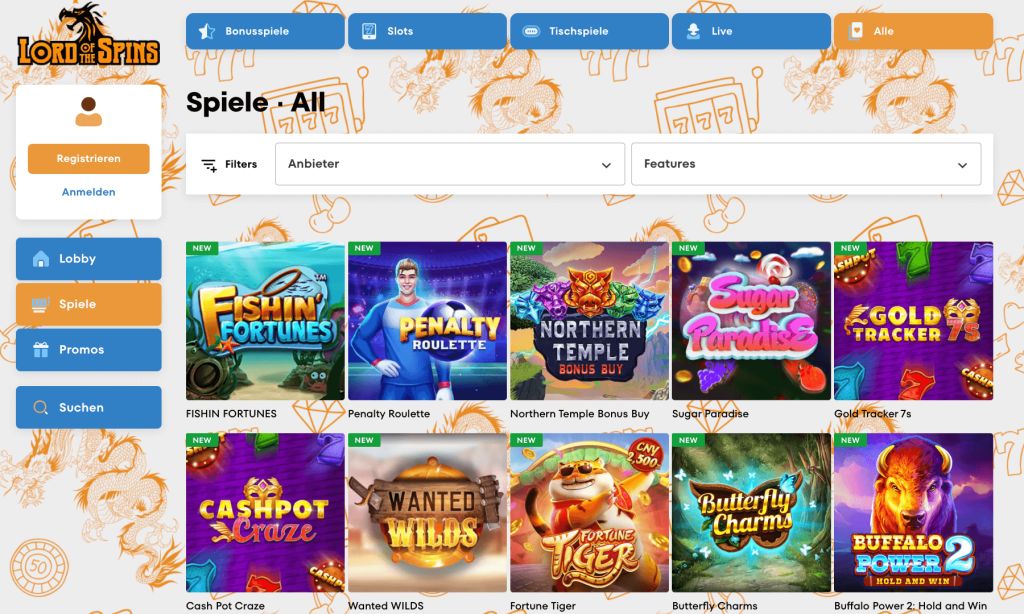 Lord of the Spins Spiele Lord of the Spins Casino Spiele