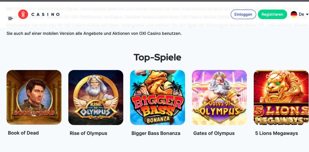 Oxi Casino Spiele