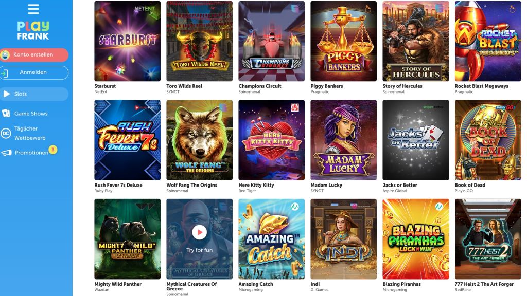 PlayFrank Casino Spiele