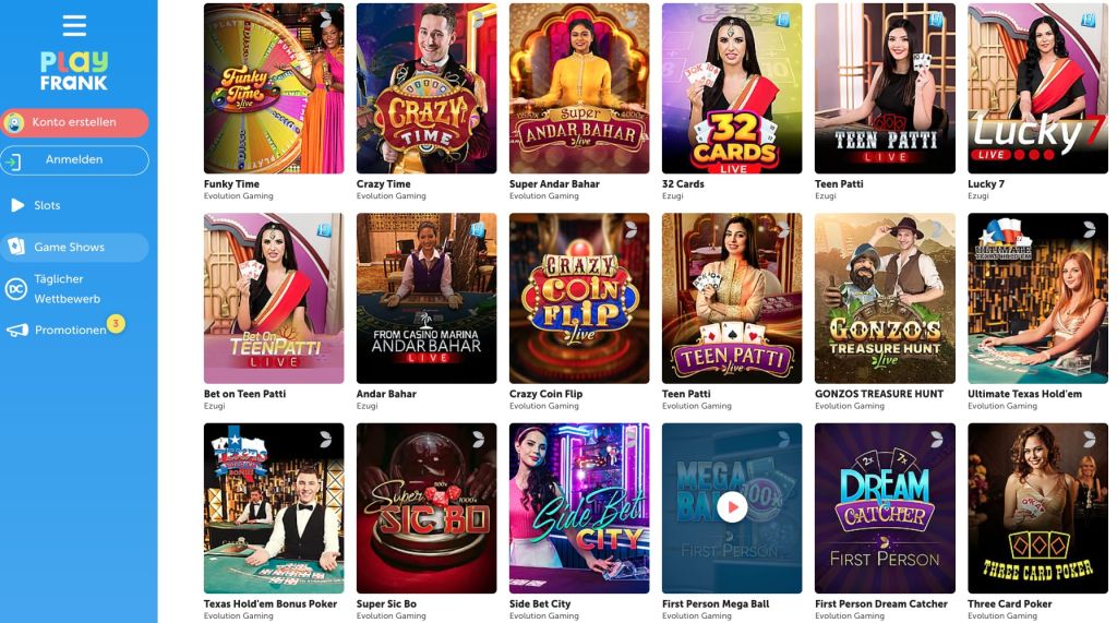 PlayFrank Live Casino