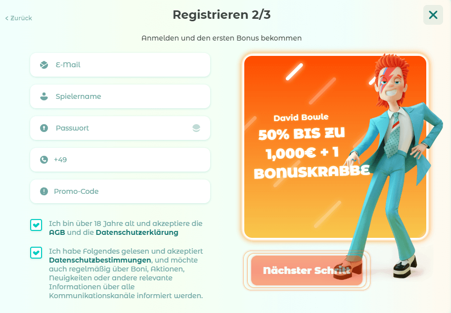 Registrierung im Neon54 Casino Schritt 2 Registrierung im Neon54 Casino Schritt 2